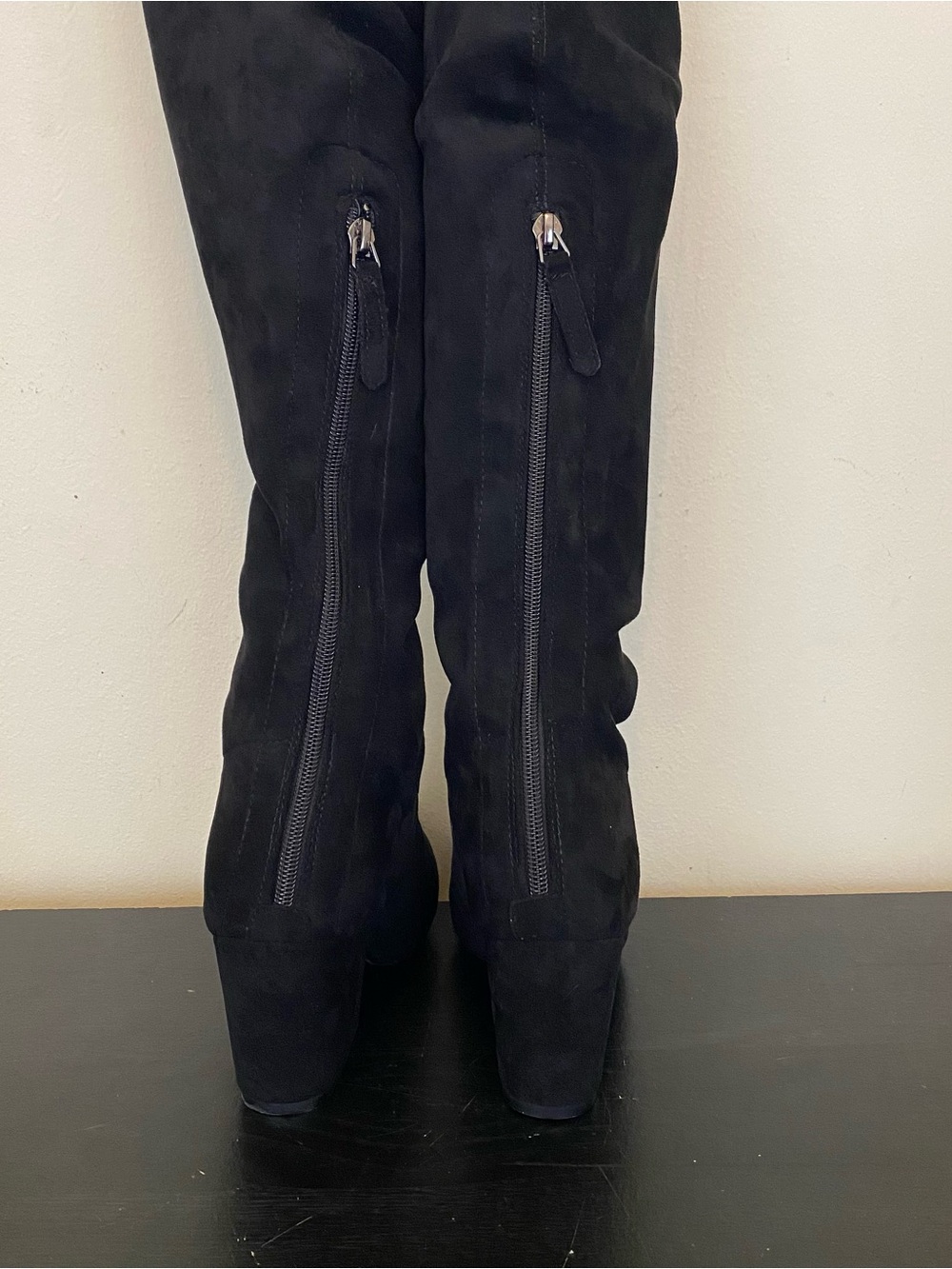 Womens Over The Knee Stretch Thigh High Black Suede Boots EUR Size 35 Size 5 - Picture 9 of 12
